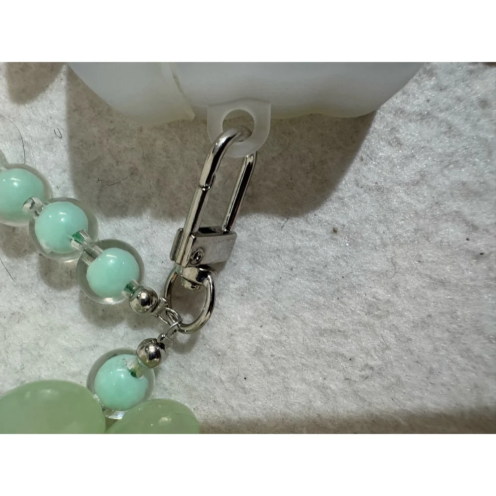 GO-VOLMON Green AirPods 4 Case with Flower Keychain
